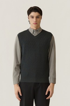 변형 아가일 조직 니트 베스트 D/그린 (AM0FTSV35123)