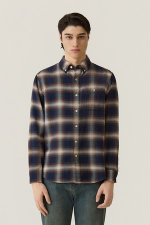 헤링본 조직 체크 셔츠 D/블루 (AM0FTWB35345)