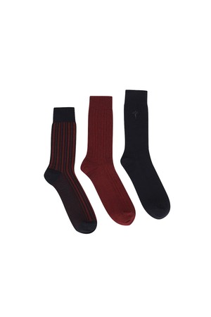 데일리 패턴 양말 3 in 1 set 와인 (AMAFASK30179)