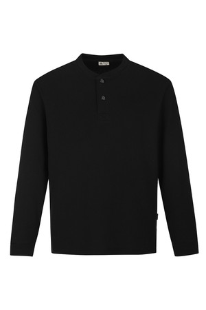 변형 피케조직 헨리넥 티셔츠 블랙 (AM0FTTH35139)
