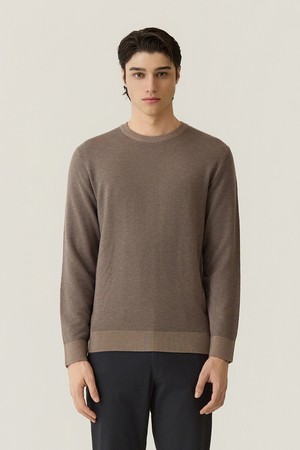 전판 자카드 라운드 니트 베이지 (AM0FTSR30253)