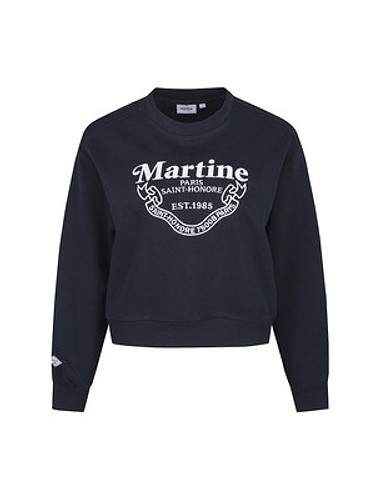 Martine Lettering Crop Sweatshirts_NAVY-a