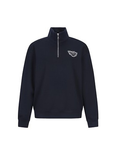 High Neck Half zip Sweatshirts_NAVY-a