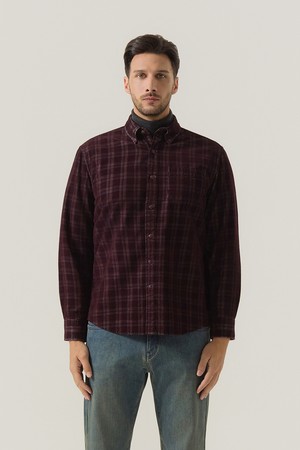 코튼 코듀로이 체크셔츠 와인 (AM0FTWB45279)