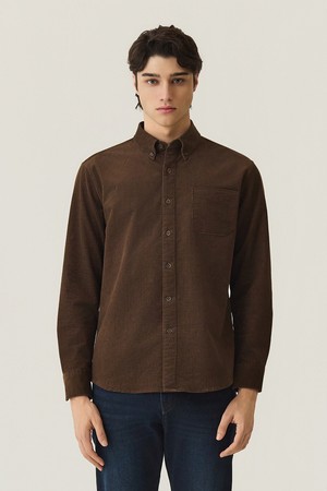 투톤 코듀로이 스트레치 셔츠 브라운 (AM0FTWB45157)