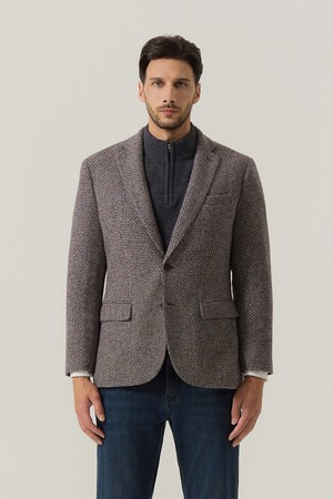 울 블렌드 마이크로 인퀼팅 패턴 자켓 브라운 (AM0FOZC40257)