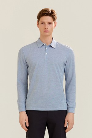 투톤 베이직 긴팔 카라티 블루 (AM0GTTY10143)