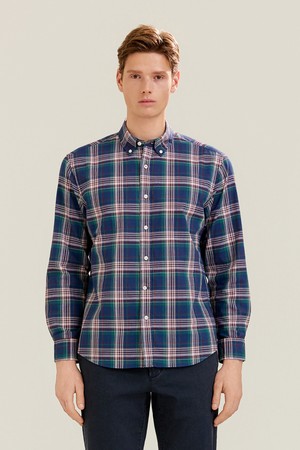 블루 체크 셔츠 D/블루 (AM0GTWB15245)