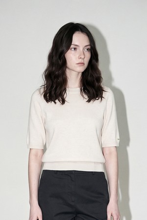 Wool-Blend Round Half Sleeve Knit_IVORY_IVORY-a