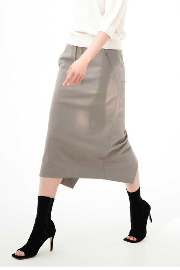 ACUD - 미디스커트 - [23SS] Bending Back Slit Skirt _KH.Grey