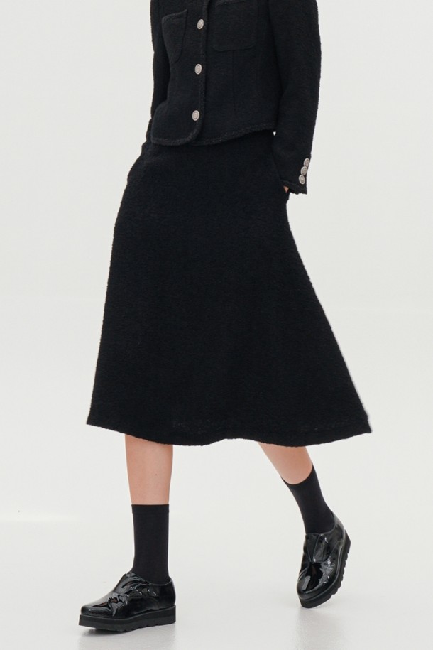 ACUD - 미디스커트 - [23FW] Alpaca Tweed Flare Skirt _Black