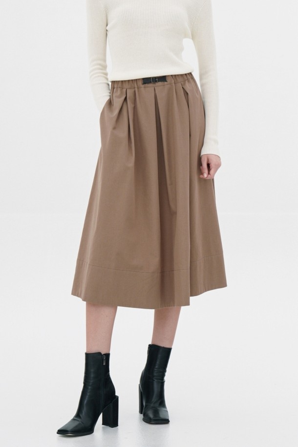 ACUD - 미디스커트 - [23FW] Tuck Detail Midi Skirt _ Beige