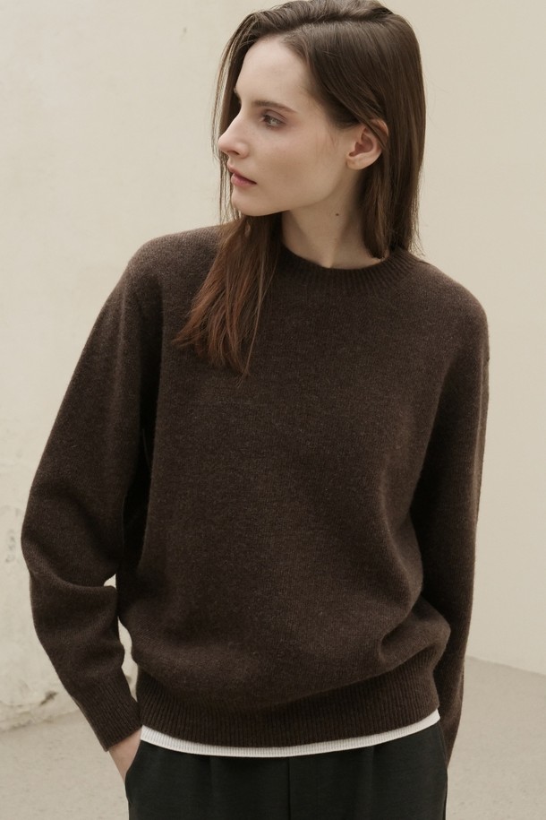 ACUD - 스웨터 - [23FW] Round Neck Wool Knit _Brown