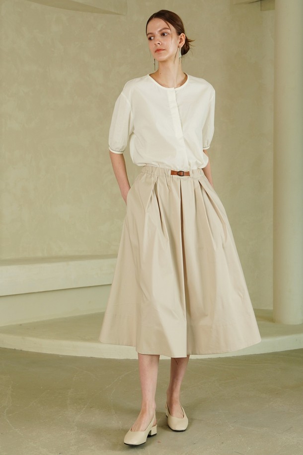 ACUD - 미디스커트 - [23SS] Tuck Detail Flared Skirt _ Beige