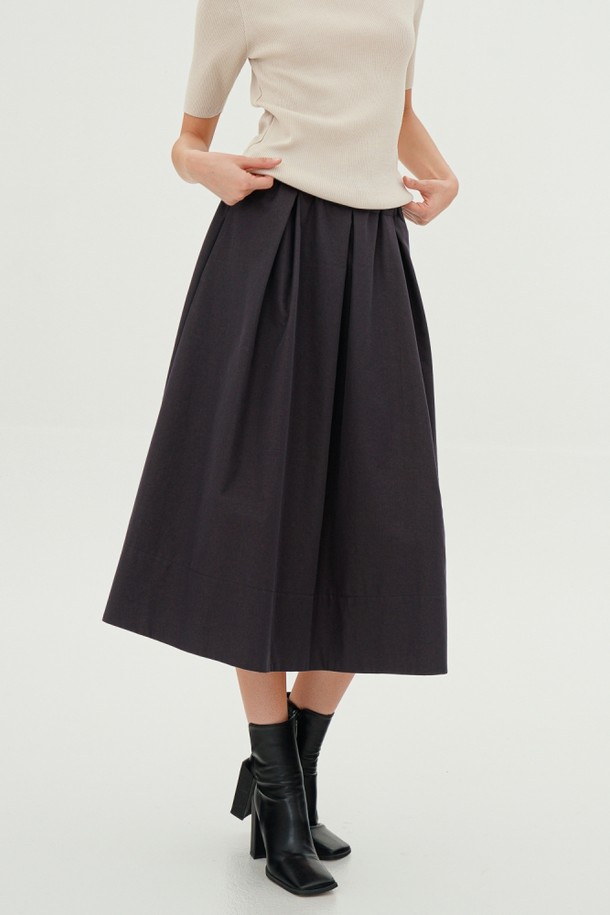 ACUD - 미디스커트 - [23FW] Tuck Detail Midi Skirt _ Navy