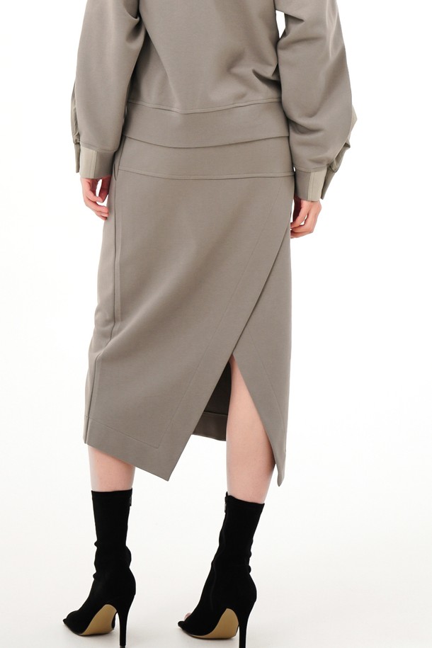 ACUD - 미디스커트 - [23SS] Bending Back Slit Skirt _KH.Grey