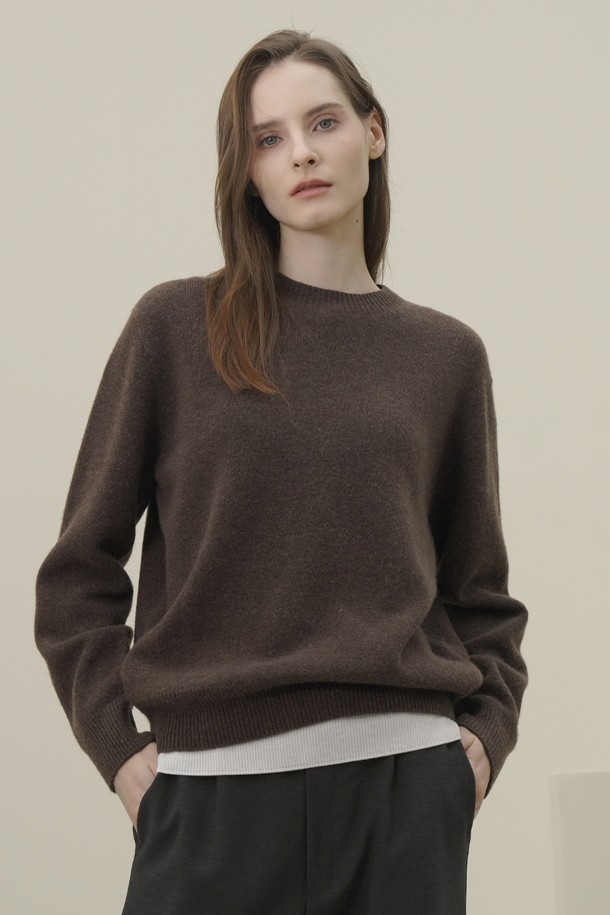 ACUD - 스웨터 - [23FW] Round Neck Wool Knit _Brown