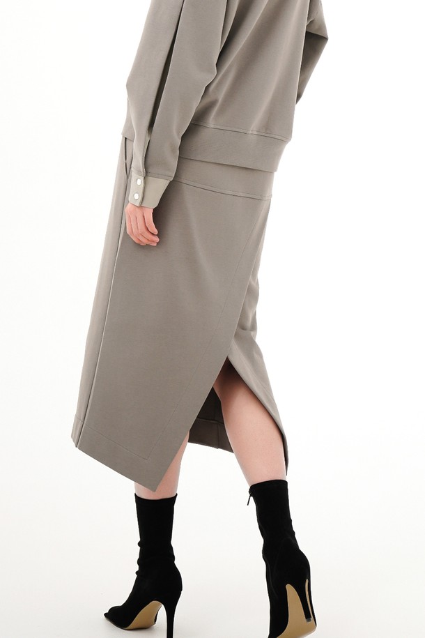 ACUD - 미디스커트 - [23SS] Bending Back Slit Skirt _KH.Grey