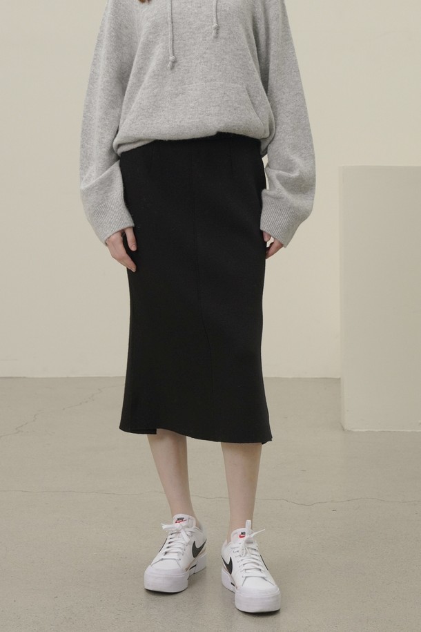 ACUD - 미디스커트 - [23FW] Knitted Wool Mermaid Skirt _Black