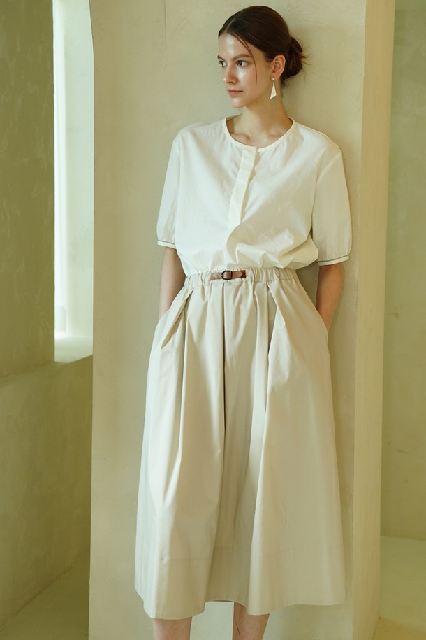 ACUD - 미디스커트 - [23SS] Tuck Detail Flared Skirt _ Beige