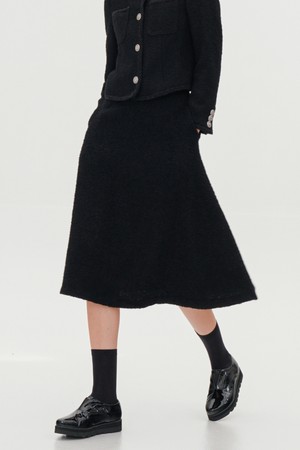 [23FW] Alpaca Tweed Flare Skirt _Black