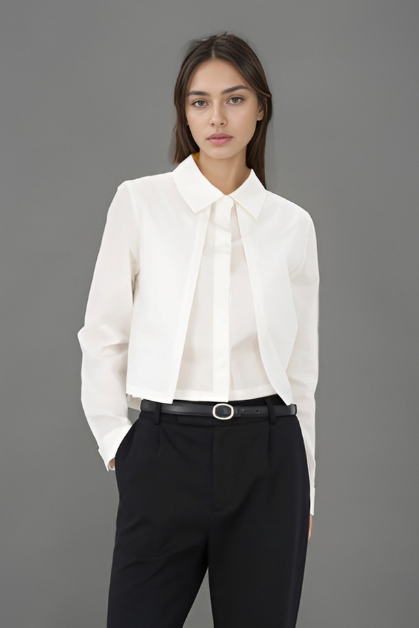 ACUD - 셔츠 - [24FW] Layered Cropped Shirt _White