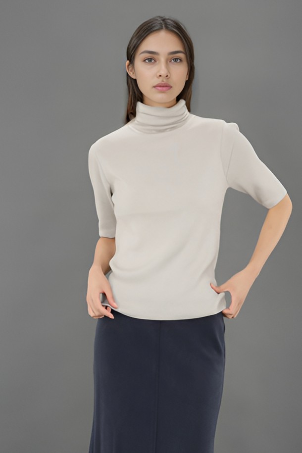 ACUD - 터틀넥 - [24FW] Turtle Neck Ribbed Knit _L.Grey