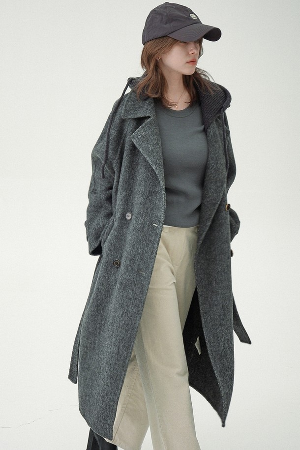 ACUD - 코트 - [24FW] Belted Double Long Coat _Grey