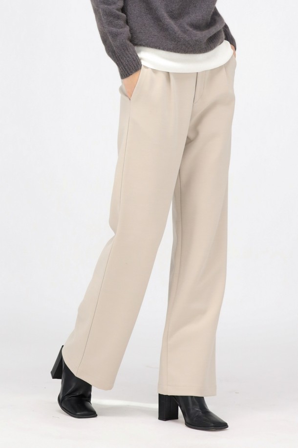 ACUD - 롱/미디팬츠 - [24FW] (기모) Semi Wide Slacks Pants _Beige