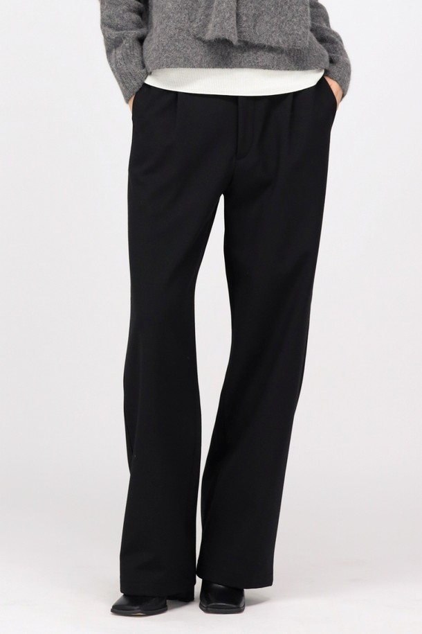 ACUD - 롱/미디팬츠 - [24FW] (기모) Semi Wide Slacks Pants _Black