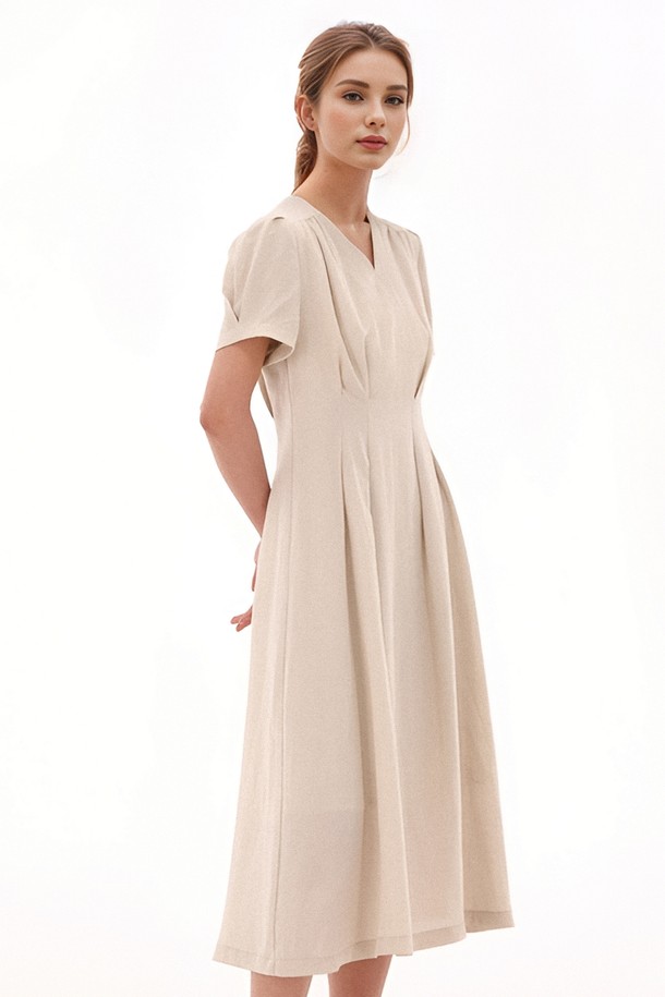 ACUD - 민소매 원피스 - [24SS] V neck Linen Dress _Beige