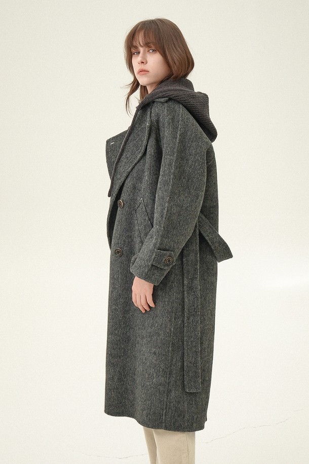 ACUD - 코트 - [24FW] Belted Double Long Coat _Grey