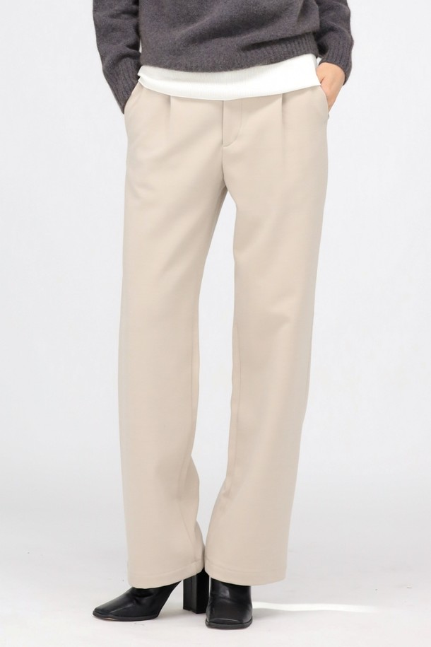 ACUD - 롱/미디팬츠 - [24FW] (기모) Semi Wide Slacks Pants _Beige