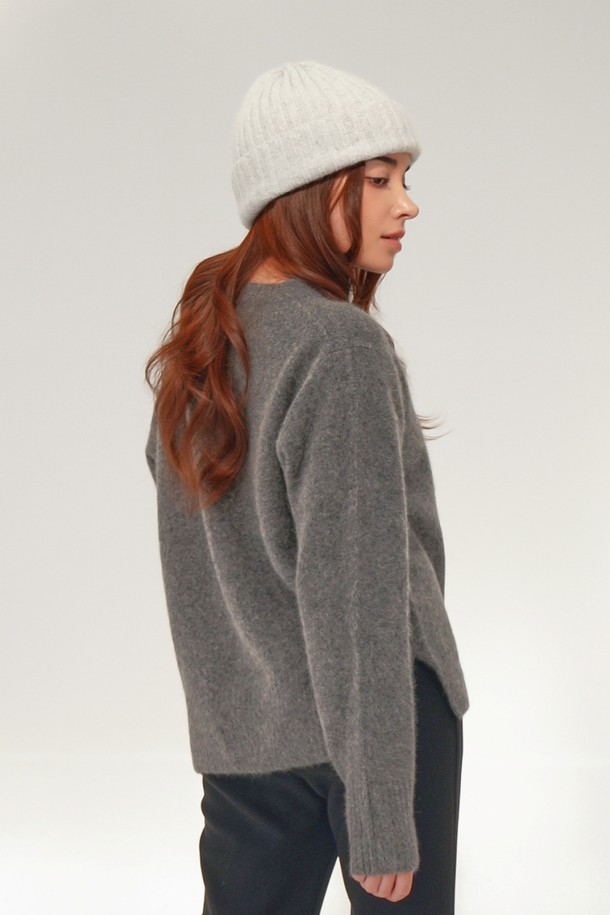 ACUD - 스웨터 - [24FW] Raccoon Fox Round neck Knit _Grey