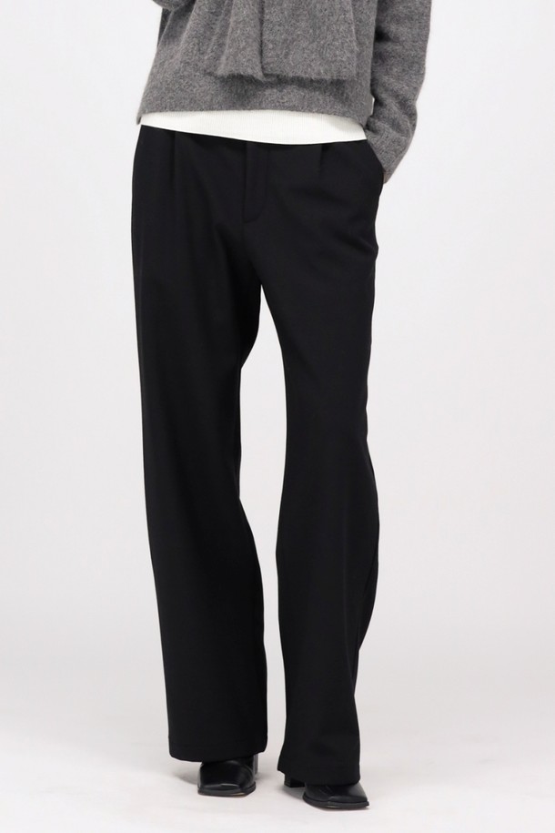 ACUD - 롱/미디팬츠 - [24FW] (기모) Semi Wide Slacks Pants _Black