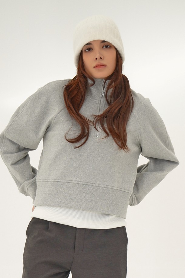 ACUD - 스웻셔츠 - [24FW] (기모) High neck Half Zip up  Sweatshirt _Grey