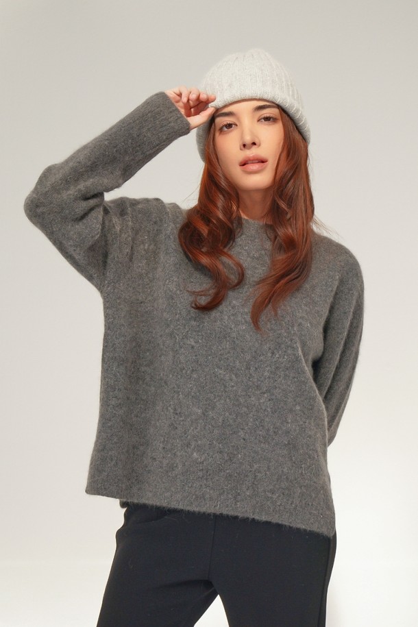 ACUD - 스웨터 - [24FW] Raccoon Fox Round neck Knit _Grey