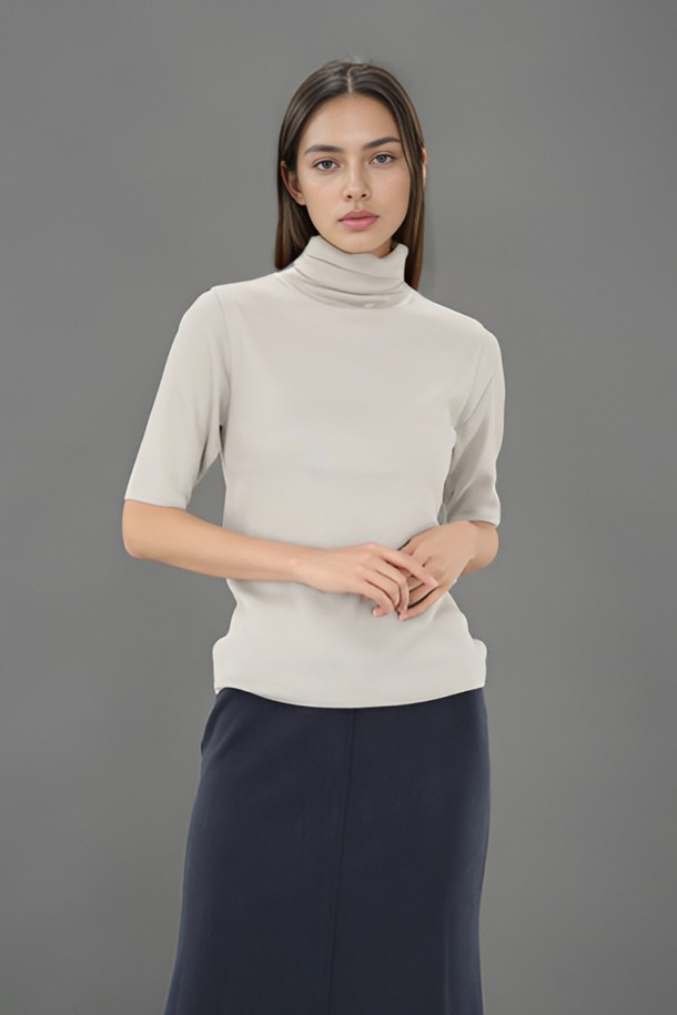 ACUD - 터틀넥 - [24FW] Turtle Neck Ribbed Knit _Ivory