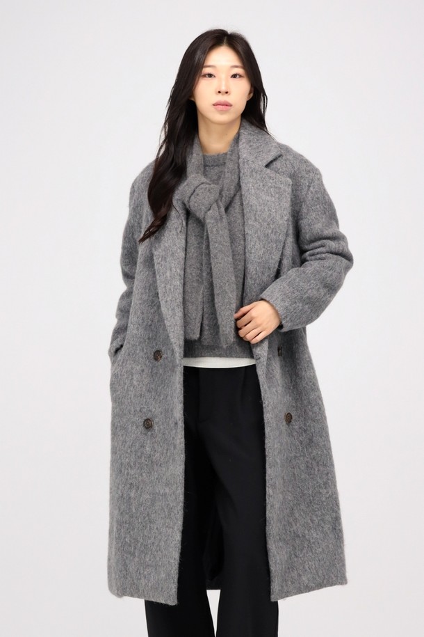 ACUD - 코트 - [24FW} Alpaca Fur Long Coat _Grey