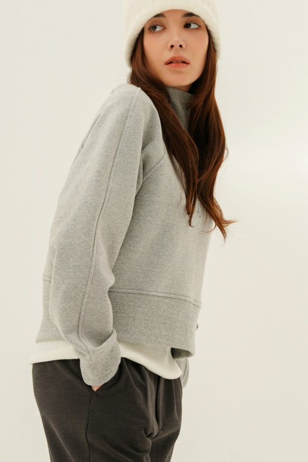 ACUD - 스웻셔츠 - [24FW] (기모) High neck Half Zip up  Sweatshirt _Grey