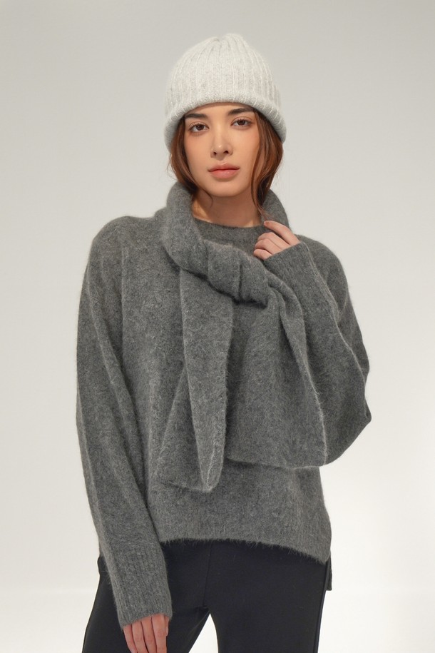 ACUD - 스웨터 - [24FW] Raccoon Fox Round neck Knit _Grey