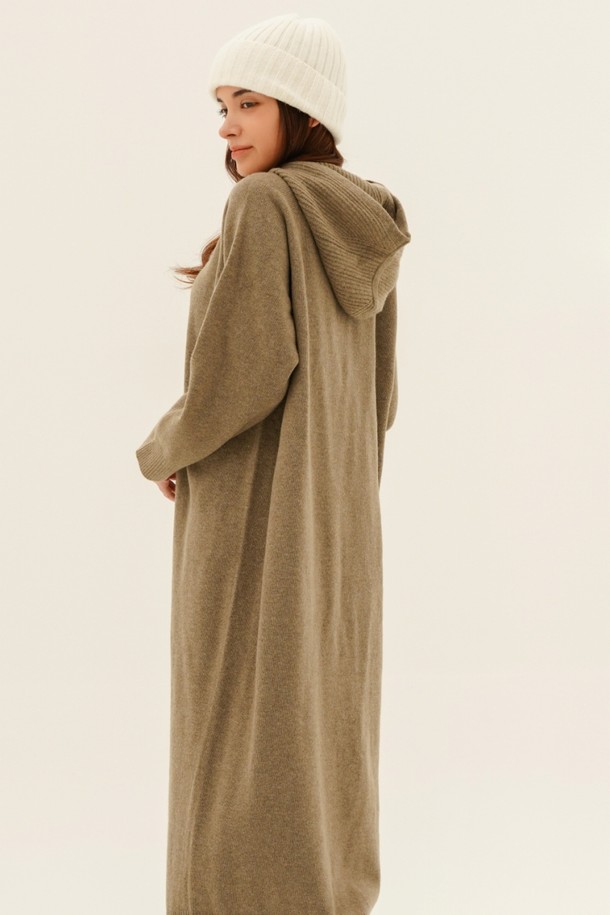 ACUD - 니트 원피스 - [24FW] Hoodie Knit Long Dress _D.Beige