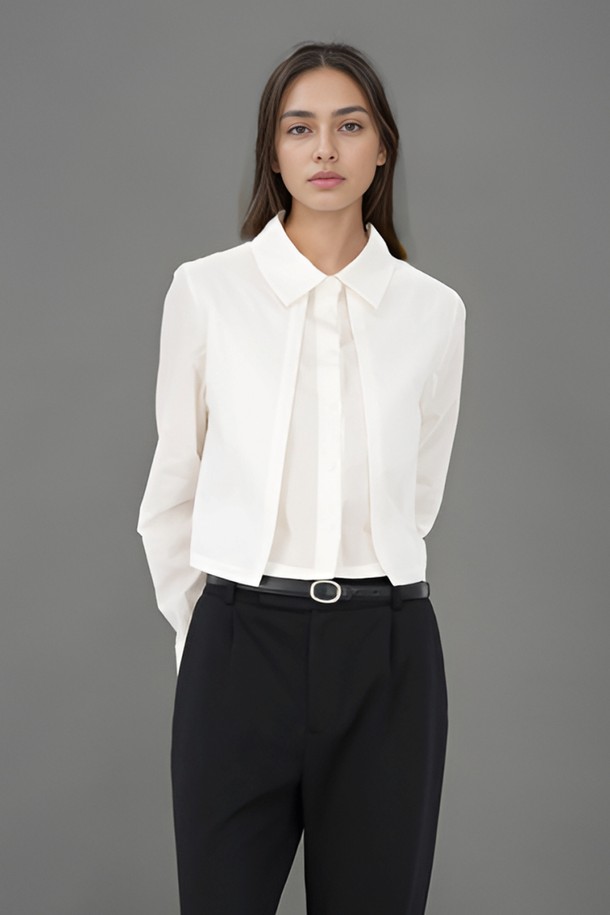 ACUD - 셔츠 - [24FW] Layered Cropped Shirt _White