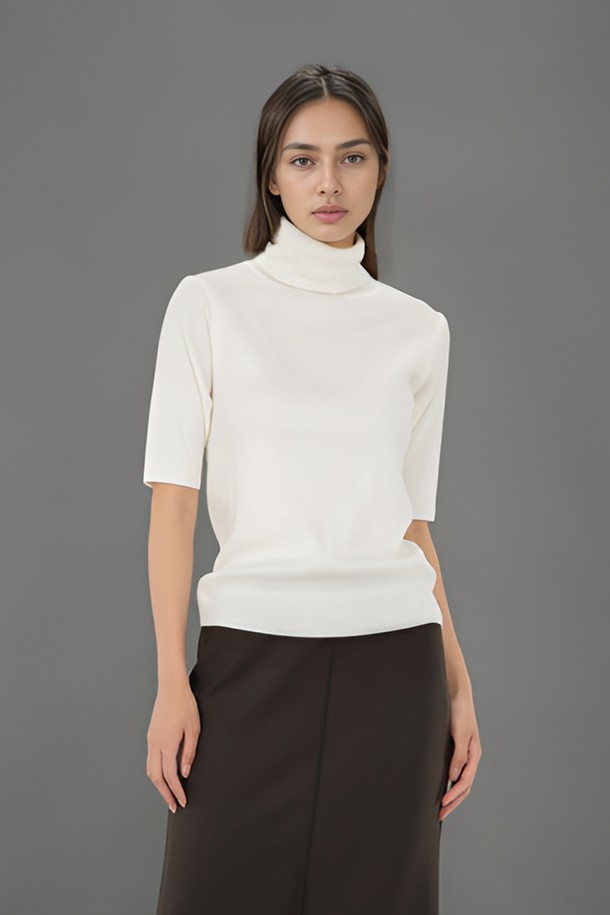 ACUD - 터틀넥 - [24FW] Turtle Neck Ribbed Knit _Ivory