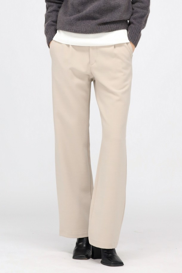 ACUD - 롱/미디팬츠 - [24FW] (기모) Semi Wide Slacks Pants _Beige