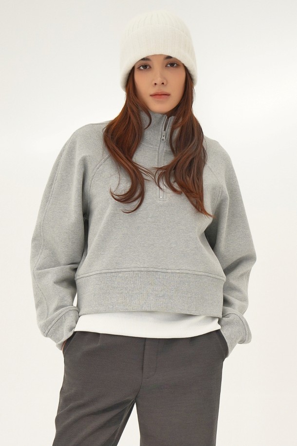 ACUD - 스웻셔츠 - [24FW] (기모) High neck Half Zip up  Sweatshirt _Grey