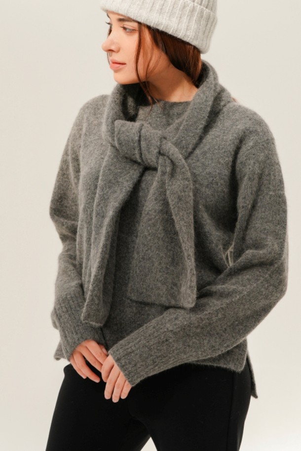 ACUD - 스웨터 - [24FW] Raccoon Fox Round neck Knit _Grey