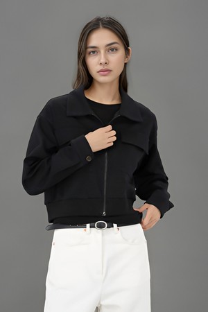 [24FW] Pocket Cropped Zip up _Black