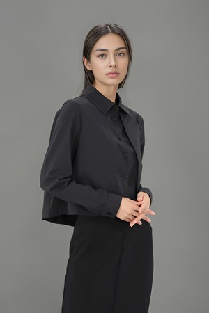 [24FW] Layered Cropped Shirt _Black