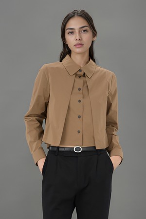 [24FW] Layered Cropped Shirt _D.Beige